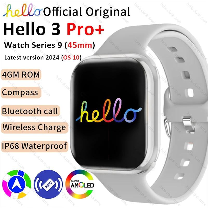 Hello Ʈ ġ 3 Pro Plus 45mm ø 9 AMOLED 4G ROM NFC ħ ð,  ȭ Ʈġ, , IOS, 2024, ǰ
